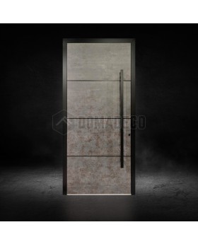 aluminium entry door covered with sintered quartz