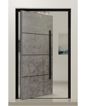 PIVOT V56 - aluminium pivot door covered with sintered quartz