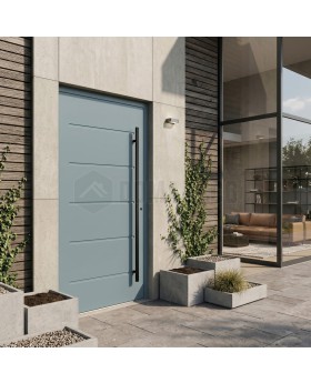 Dove grey modern aluminum front door