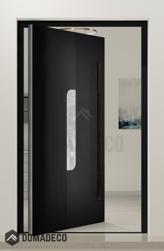 PIVOT V22 - aluminium front door with wooden decor